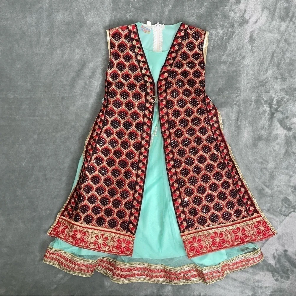 Dinar Fashion Toddler Sleeveless Dress Pant Set 3T Mint Red Black